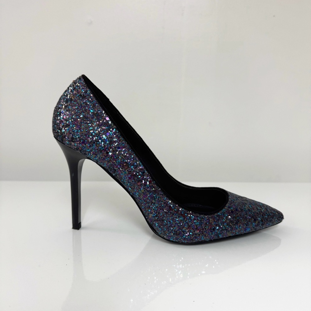 Blue Black Purple Sparkle Sparkly Glitter Stiletto High Heels 8